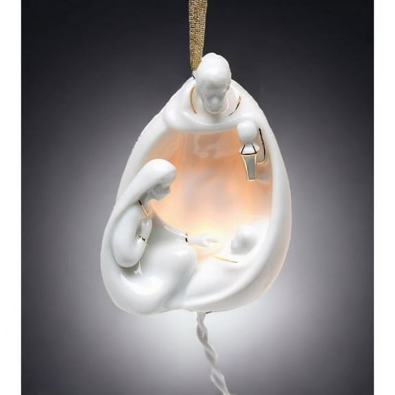 Ceramic Lighted Holy Family Nativity Ornament 3 3/8" Home Gift
