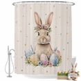 thumbnail image 2 of Shower Curtain for Bathroom Easter Spring Flower Bunny Egg Waterproof Bath Curtains Shower Curtains with Hooks,Colorful Polka Dot on Burlap Bathroom Curtain Privacy Drapes for Bathtubs Toilet 72x72in, 2 of 4