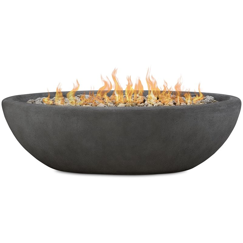 Oval Lp Metal Fire Bowl In Shale Gray, Large Ceramic Bowl For Fire Pit