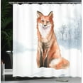 thumbnail image 4 of Ambesonne Fox Shower Curtain, Fine Art Winter Animal Painting, 69"Wx84"L, Blue Grey Burnt Orange, 4 of 5
