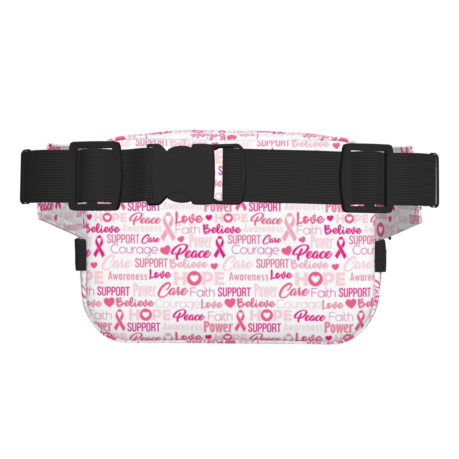 Picia Breast Cancer Ribbons Awareness Print Square Double-Layer Waist Bag Mini Adjustable Waist Belt Bag Exercise Running Travel Hiking