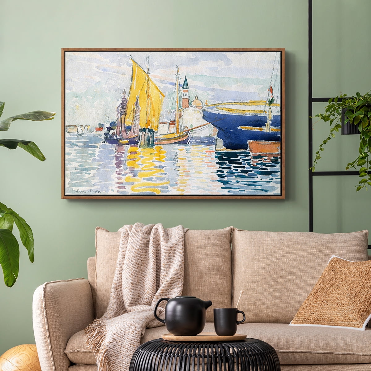 Vintage Landscape-CXL By Wexford Home Framed in Walnut Wood Gallery Wrapped Canvas 27 in. x 41 in.