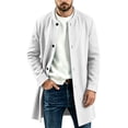 thumbnail image 6 of Fanshiluo Men's Mid‑Length Single Breasted Button Blend Coat, Long Sleeve Casual Outerwear,Size S-3XL, 6 of 7