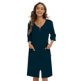thumbnail image 7 of Womens Zipper Front Robe Nightgowns, Loose Spa Bathrobe V-neck Soft Loungewear Robes Sleepwear with Pockets Belt, 7 of 7