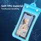 thumbnail image 4 of Funda impermeable para teléfono móvil | Bolsa de aire flotante IPX8 | TPU y cuero con pantalla táctil | Se adapta a dispositivos de hasta 7,5" | Cordón ajustable | Playa, Natación, Buceo, Kayak |, 4 of 6