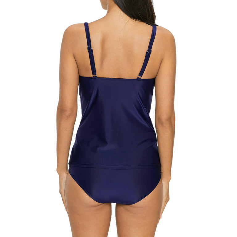 Beautyin Tankini Women's Halter Two Piece Swimwear Built-in Bra Bathing  Suits