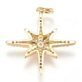 thumbnail image 2 of U8MO 5x Brass Micro Pave Cubic Zirconia Pendants Star Golden 25x23x3mm Hole: 3mm, 2 of 2