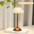 thumbnail image 4 of QUTETN Cordless Table Lamp Wood Base Desk Reading Lamp Fabric Shade Bedside Table Lamp Rechargeable for Restaurant Bedroom Coffee Shop, 4 of 6