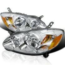 Spec-D Tuning Chrome Housing Clear Lens Headlights Compatible with 2003-2008 Toyota Corolla L R Pair Head Light Lamp Assembly