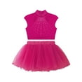 thumbnail image 6 of inlzdz Shiny Ballet Leotards for Girls Gymnastics Outfit Ballerina Tutu Dancer Outfits Skirts Set Hot Pink 14, 6 of 7