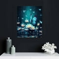 thumbnail image 4 of ARISTURING Water Lily Wall Art,Teal Butterflies Surround Water Lilie in Ocean Canvas Abstract Painting Nature Framed Artwork Ready to Hang for Bathroom Bedroom Living Room Dorm Wall Decor,16x20in, 4 of 4