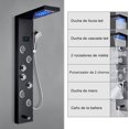 thumbnail image 3 of LED Shower Panel Tower Rain Massage System with 4 Massage Jets Stainless Steel Bathroom Shower Panel Tower System Waterfall Rainfall Shower Tower Black, 3 of 11