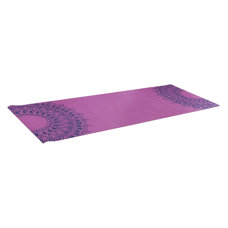 Lotus 3mm PVC Yoga Mat with Non-Slip Surface, Blue Chain Print 