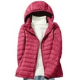 thumbnail image 2 of QATAINLAV Womens Winter Long Sleeve Down Jacket Lightweight Removable Hood Puffer Coats Casual Zip Up Quilted Outwear with Pockets, Wine, M, 2 of 9