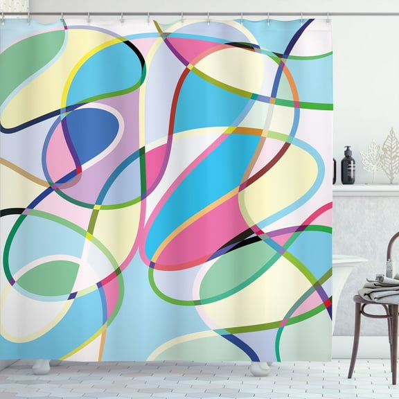 Ambesonne Abstract Art Shower Curtain, Colorful Lines, 69"Wx84"L, Multicolor