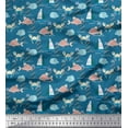thumbnail image 1 of Soimoi Poly Crepe Fabric Lighthouse,Crab & Fish Kids Print Sewing Fabric Yard 52 Inch Wide, 1 of 1