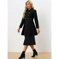 thumbnail image 3 of Unique Bargains Women's Double Breasted Trendy Outwear Swing Pea Coat XL Black, 3 of 6