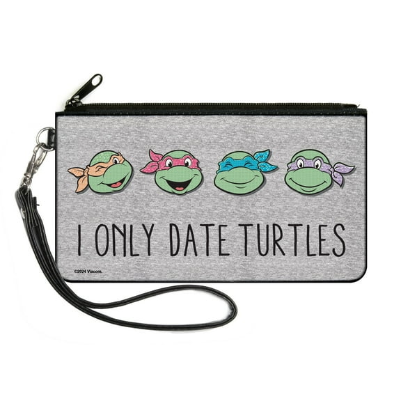 Nickelodeon Wallet, Zip Clutch, Ninja Turtles I Only Date Turtles Expressions Grays, Canvas