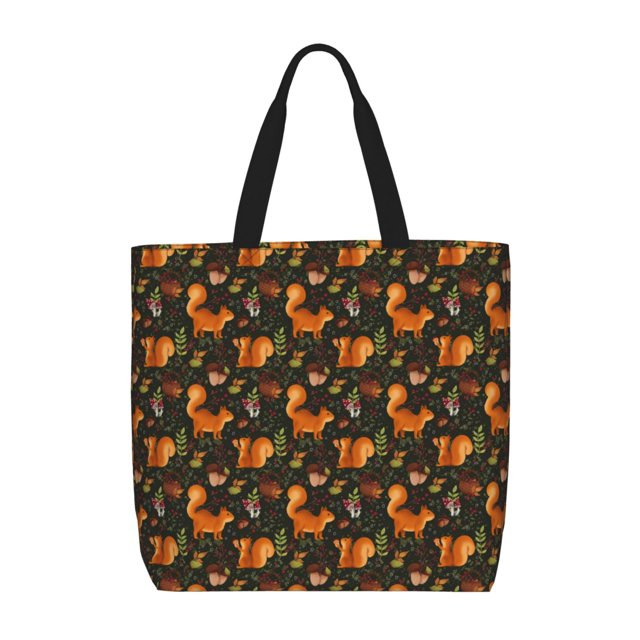 Balery Festive Squirrels Dark Forest Bolsa de Mano para Mujeres con Cremallera, Bolsa de Gimnasio con Compartimentos, Bolsa para Laptop, Bolsa para Trabajo