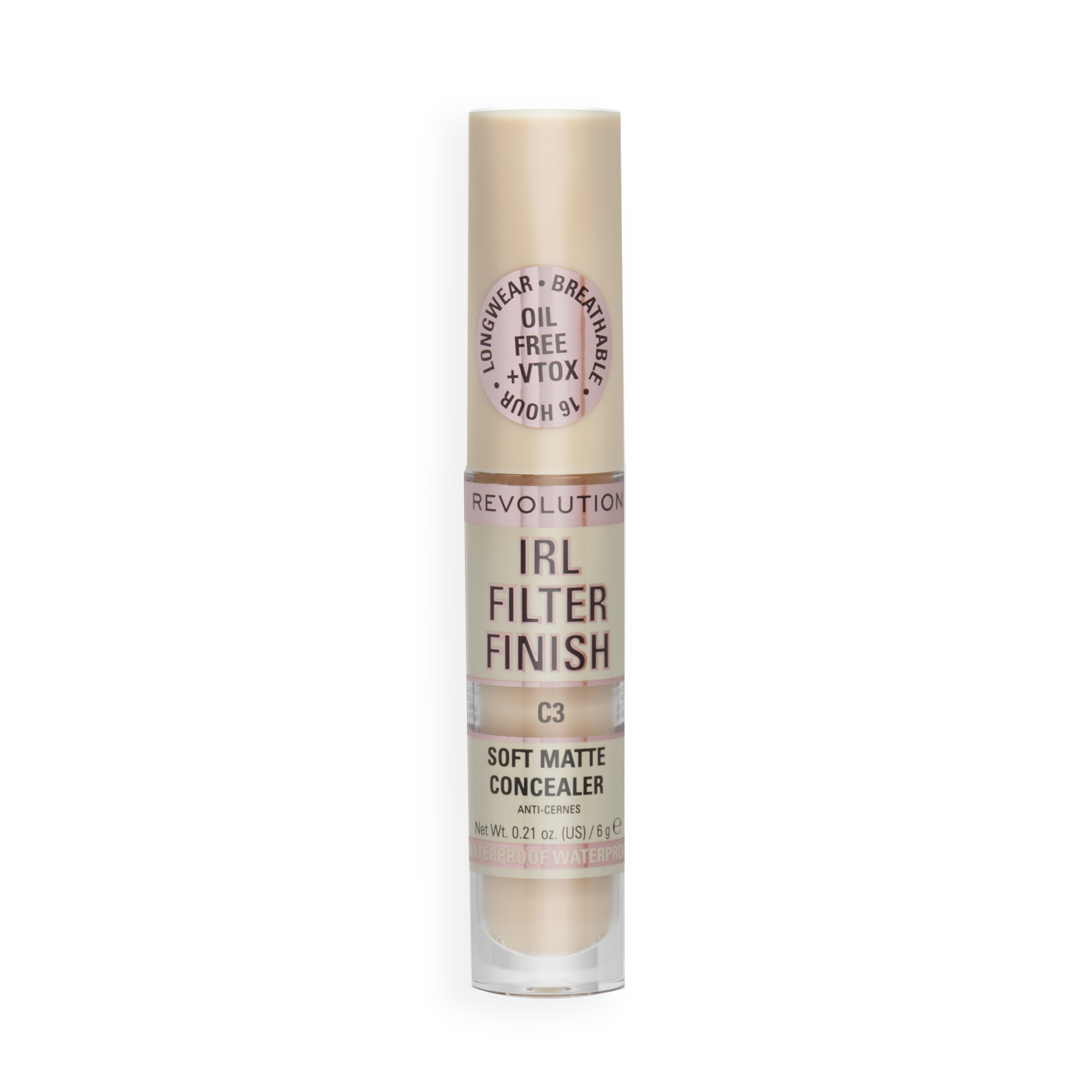 Revolution IRL Filter Finish Concealer Makeup, Full Coverage, Oil-Free, C3, 0.21 oz