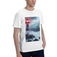 thumbnail image 2 of Bingfone Lighthouse In A Stormy Sea Men'S Loose Fit Short-Sleeve Pocket T-Shirt, 2 of 7