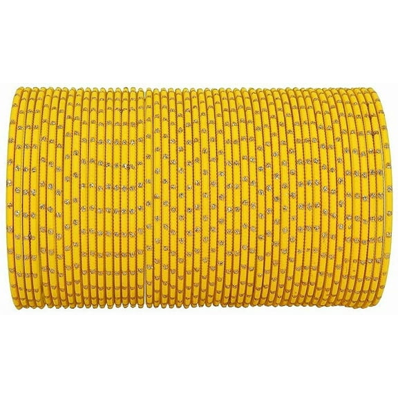 Handmade Yellow Color 36 PCS Spark Metal bangle bracelet For Girls Made In India High Quality Metal Bangles Set