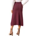 thumbnail image 4 of Women's Sweater Skirt High Waist Ribbed Knit A-Line Midi Skirts for Elegant and Casual Occasions L Wine Red, 4 of 6