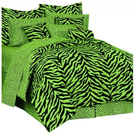 Karin Maki Zebra - Karin Maki Zebra Complete Bedding Set, Full, Lime