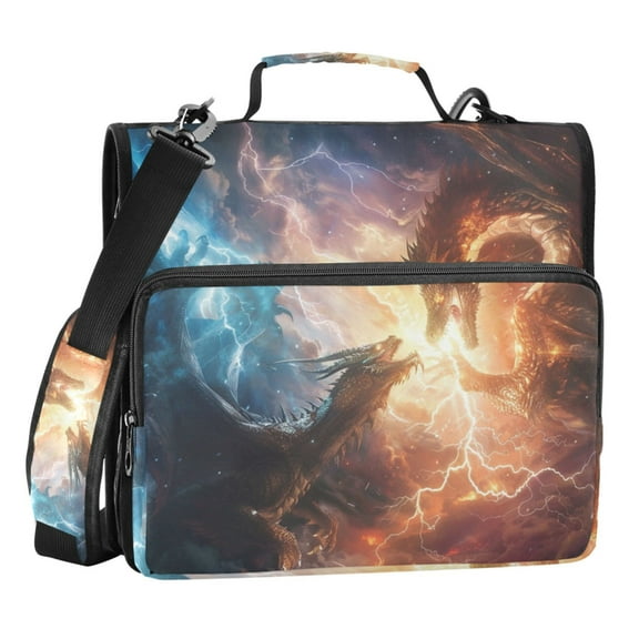 ALAZA Zipper Binder Bag Dragon with Fire 3 Ring File Folder Binder Organizer Bag