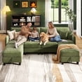 thumbnail image 2 of BedLuxury 112" Large Modular Sectional Sofa with 2 Movable Storage Ottoman, Cloud Couch Seats 6, Modern Living Room Furniture, Chenille Green, 2 of 11