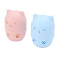 thumbnail image 4 of Estuche de viaje para esponja de maquillaje con forma de gato, lavable, reutilizable, transpirable y con diseño hueco, color rosa y azul claro., 4 of 14