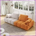 thumbnail image 3 of 86.6” Modern 3-Person Gray & Yellow Suede Sofa | Tight Back | Flared Arms | Easy Assembly, 3 of 12
