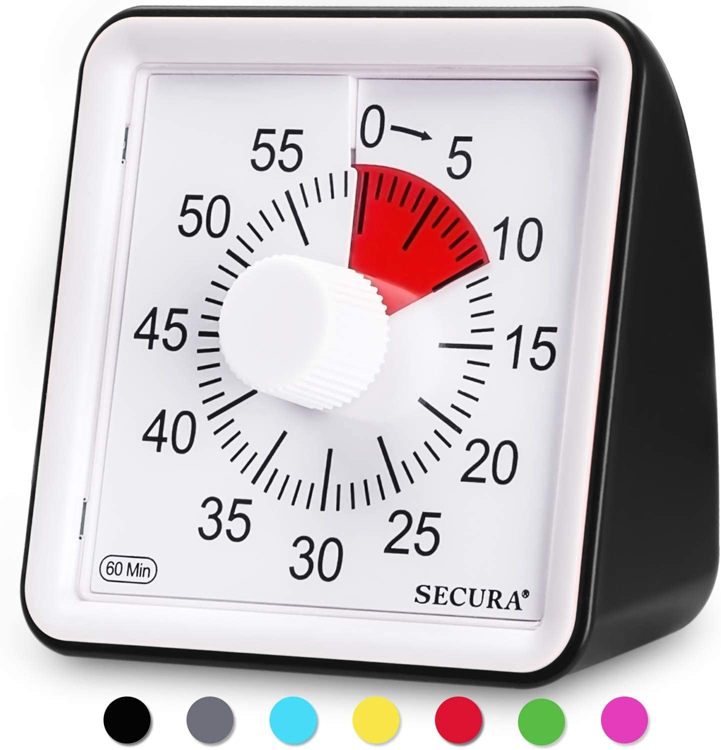 Secura 60-Minute Visual Timer, Classroom Countdown Clock, Silent for Kids and Adults, Time Management Tool for (Black) - Walmart.com