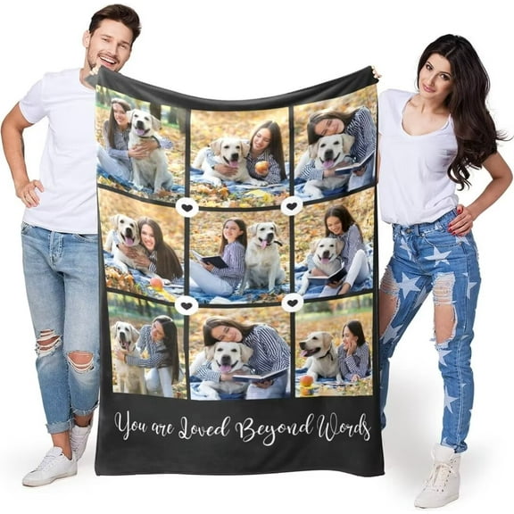 AISENIN Custom Dog Blanket Birthday Gifts for Women Girlfriend Dog Lovers Custom Blankets with Dog Cat Pets Photos dog memorial loss of dog