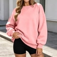 thumbnail image 5 of Women's Fashion Oversized Plain Sweatshirt Soft Fleece Lined Crew Neck Long Sleeve Loose Pullover Casual Fall Winter Daily Outfits Pink, 5 of 8