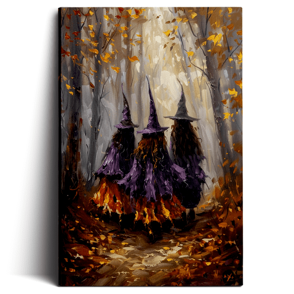 Topbout Art Three Witches Forest Vintage Gothic Canvas Wall Art Gallery Wrapped for Bedroom
