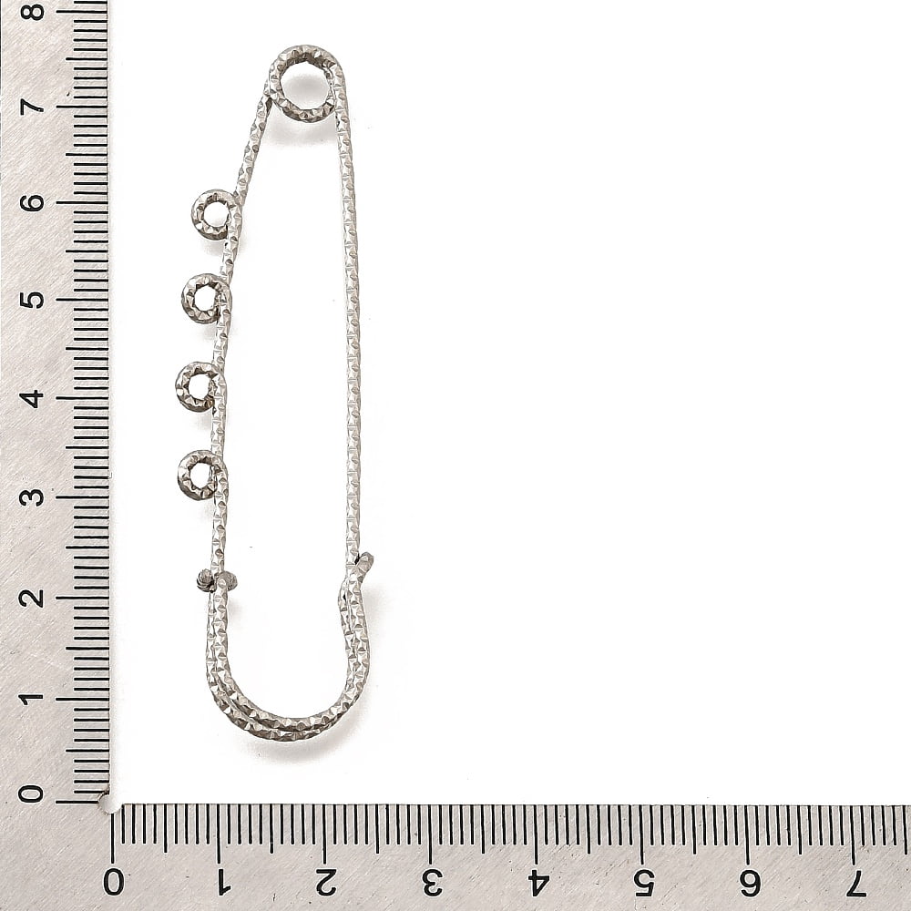 304 Stainless Steel Safety Pins Brooch Findings Kilt Pins with Four Loops for Lapel Pin Making Stainless Steel Color 19.5x70.5x5.5mm Hole: 2mm diy