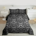 thumbnail image 2 of Homewish Vintage Damask Floral Queen Comforter Set,Gothic Skull Bedding Sets,Gray Victorian Bedding Comforter Set For Boys Kids,Breathable Bedroom Decorative Reversible,3-Piece, 2 of 8