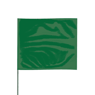 Presco Steel Wire Staff Marking Flags [2.5 in. x 3 in. Flag]: 15 in. Steel Wire / (Green)  [12 flags/pack]