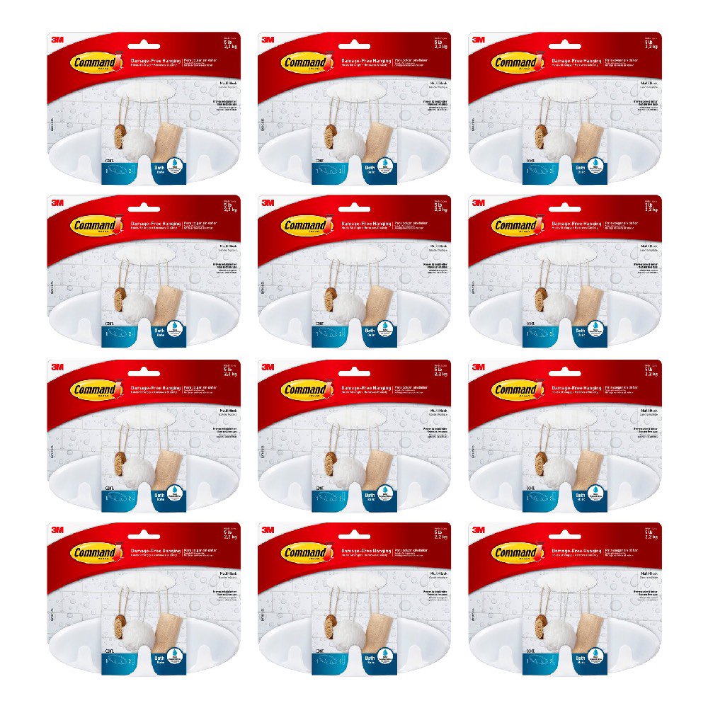 3MBATH21 Command Bath MultiHook Large Frosted Strong Hold Wet Humid