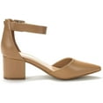 thumbnail image 3 of Dream Pairs Women Fashion Pump Shoes Ankle Strap Pointed Toe Low Chunky Dress Shoes ANNEE NUDE/PU Size 5, 3 of 3