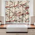 thumbnail image 2 of Japanese Kitchen Curtains, Nature Cherry Blossom Sakura Branch Flowers Art Print, Window Drapes 2 Panel Set for Kitchen Cafe Decor, 55" X 39", Brown Vermilion, 2 of 3