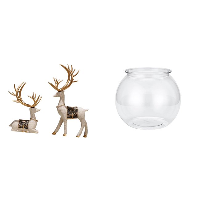 Estatuas De Ciervos Sentados Y De Pie, Adornos Para El Hogar, Decoración Para Sala De Estar, Mesa De Oficina, Adorno Redondo Pequeño Transparente, Acuario, Pecera, Jarrón