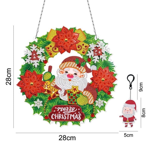Cuadro colgante de Navidad, corona de pintura de diamantes, bordado de diamantes DIY, Kit de mosaico de diamantes para decoración, regalos de Navidad, nuevo