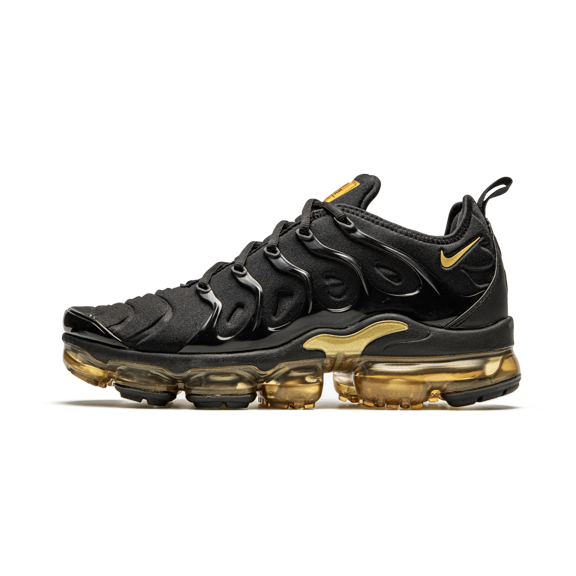 NIKE MENS Air VaporMax Plus "Black / Gold" CW7299 001 from Stadium Goods