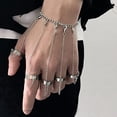thumbnail image 1 of Pulsera de cadena con anillos de dedo para mujer, pulsera de borla de cadena en capas Punk con anillo de dedo, garras de dedo, joyería para brazo ER, 1 of 5