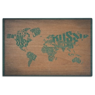 Wooden Word Map - Wood Wall World Map Two Layered –