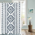 thumbnail image 3 of Fabric Shower Curtain, Boho Navy Blue Geometric Striped Farmhouse Style Shower Curtains with 12 Hooks Waterproof Machine Washable Bath Curtains for Bathroom, 48x 72in, 3 of 6