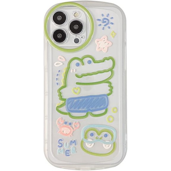 Cartoon Funny Crocodile Frog Clear Soft Phone Case Compatible with iPhone Case (Clear,iPhone 14 Pro)