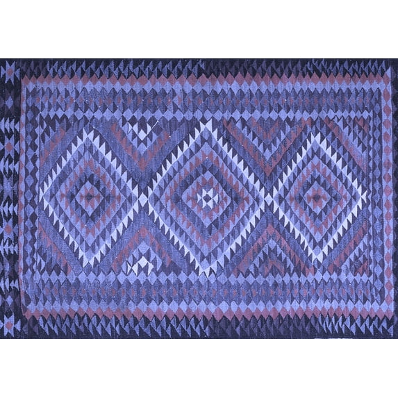 Ahgly Company Machine Washable Indoor Rectangle Persian Blue Traditional Area Rugs, 2' x 4'